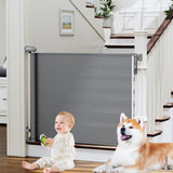 probebi Retractable Pet Gate for Stairs and Doorways – 34" Tall Mesh Barrier with Double-Lock Safety Release
