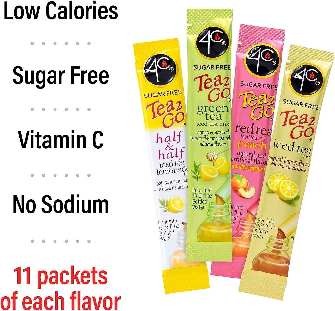 4C Sugar Free Iced Tea Stix Variety Pack - Calorie Conscious Hydration Companion for Wellness Routines and Mindful Moments