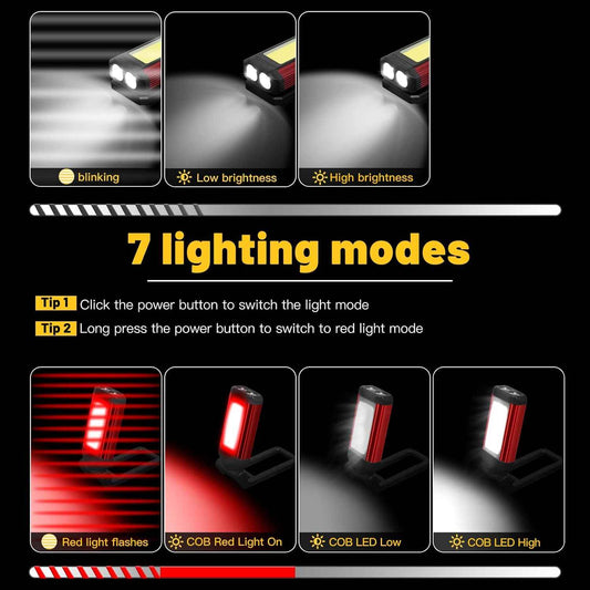 YiaMia Rechargeable LED Work Light 2 Pack – Roadside Emergency Flashlight with Red Flashing Mode and Power Bank
