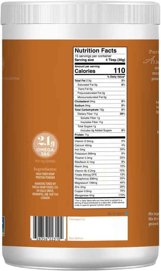 Just Hemp Foods Hemp Protein Powder Plus Fiber – Daily Plant Protein for Morning Self-Care Routines, 16 oz