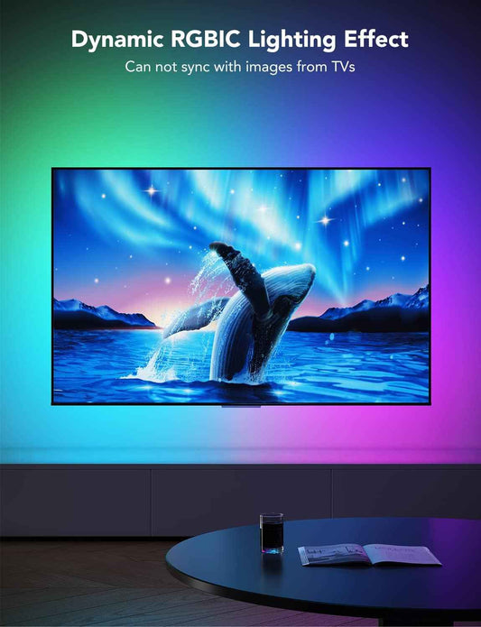 Govee TV LED Backlight – Living Room Ambient Lighting Strip with RGBIC Multi-Zone Color for 55-65 Inch TVs