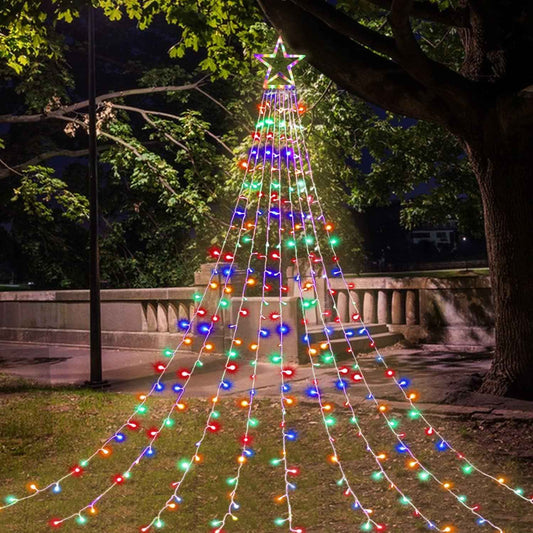 Brightown Cascading Star Lights – Durable 320 LED Set for Backyard Holiday Displays and Outdoor Party Ambiance