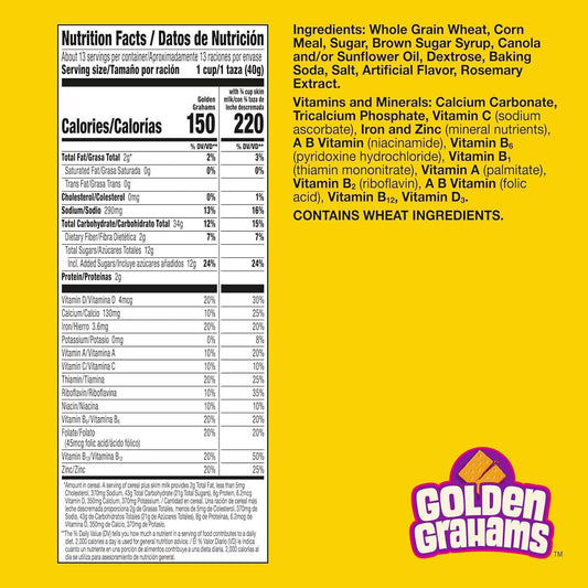 Golden Grahams Breakfast Cereal, Graham Cracker Taste, Made with Whole Grain – Kid-Friendly Family Breakfast Cereal for Quick Morning Bowls