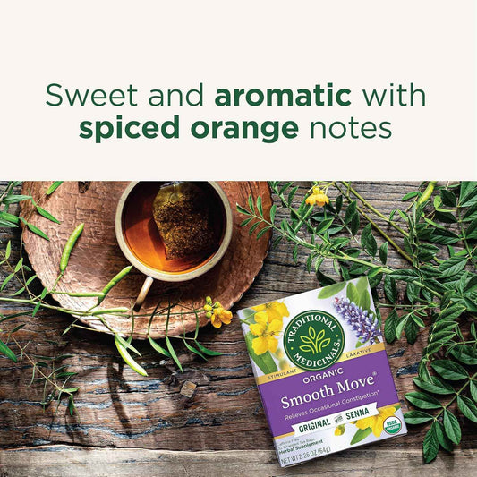 Traditional Medicinals Smooth Move – Cramp-Reduced, Caffeine-Free Laxative Tea Without Harsh Stimulants