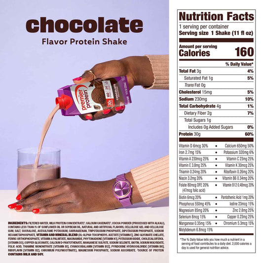 Premier Protein Shake, Chocolate, 30g Protein, 11 fl oz, 12 Pack | Post-Workout Recovery Ritual for Your Self-Care Routine
