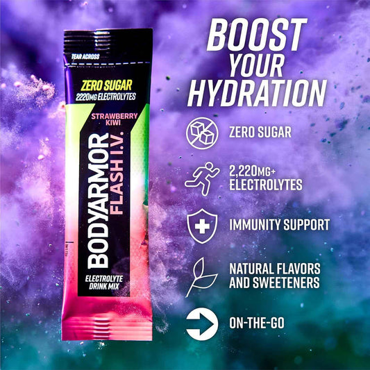 BODYARMOR Flash IV Electrolyte Packets – Adventure Hydration for Biking Kayaking and Weekend Hikes, No Heavy Bottles