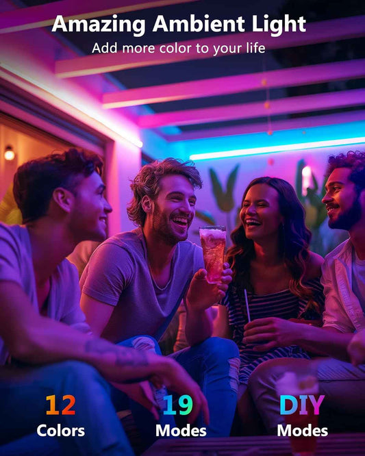 HitLights LED Strip Lights – Cozy Living Room Accent Lighting, Dimmable RGB Tape for Behind TV and Media Wall