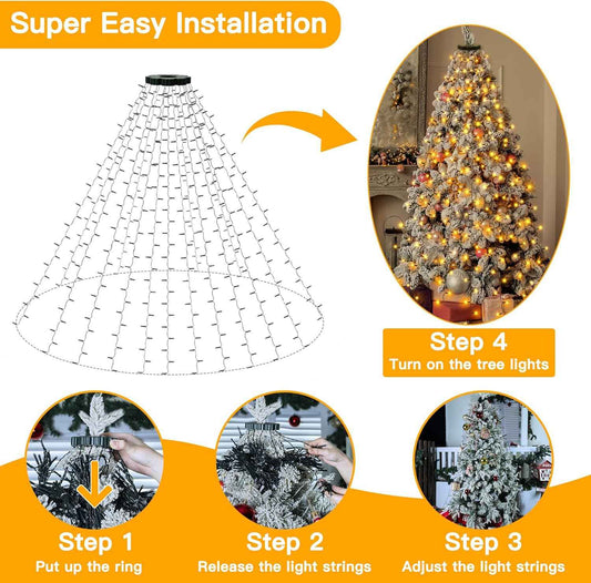 Ollny Christmas Tree Lights – Child and Pet Safe with 29V Low Voltage Cool-Touch PVC Wiring