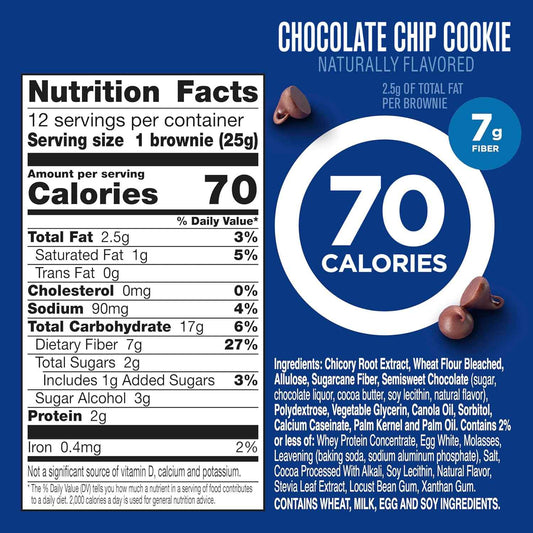 Fiber One 70 Calorie Brownies – Mindful Snacking for Your Wellness Routine, Chocolate Chip Cookie Flavor