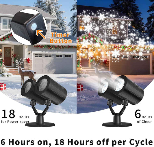 Lumora Glow Dual-Head Snowfall Lamp – Holiday Gift for Mom Who Loves Easy Festive Decorating