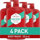 Old Spice Body Wash for Men – Bulk Father's Day Gift Set with Long-Lasting Pure Sport and Crisp Scents, 33.4 oz Pack of 4