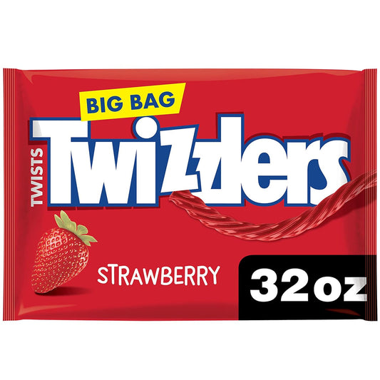 TWIZZLERS_Twists_Strawberry_Flavored_Licorice_Style,_Low_Fat_Candy_Big_Bag,_32_oz_Sweet_Snack_Bonbon_Corn_Chewy