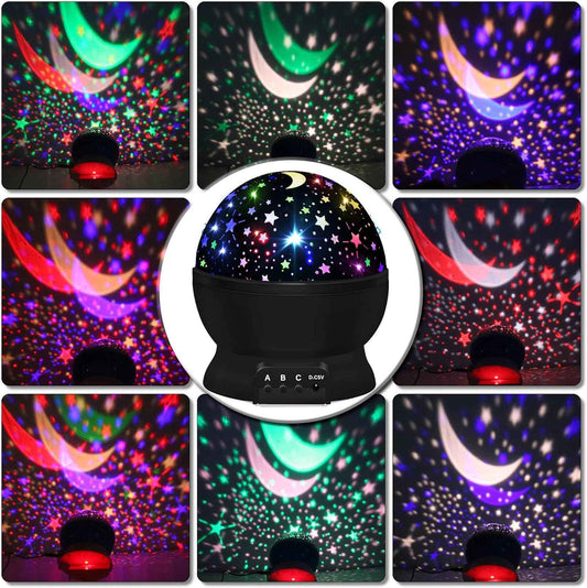 Bedroom Decor Star Projector Lamp – 360° Rotating Color Changing Ceiling Light for Cozy Home Atmosphere
