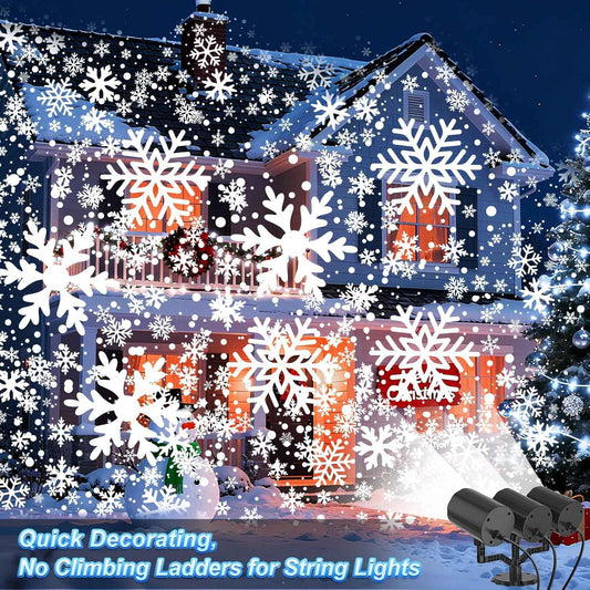 Ready-to-Gift Triple Head Snowflake Projector Light, No Ladder Required Holiday Gift for Parents and Homeowners Who Love Easy Decorating