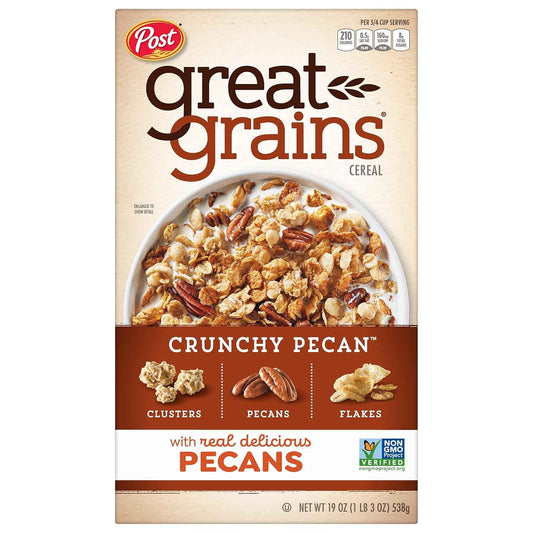 Great Grains Crunchy Pecan Cereal – Nutritious Family Breakfast Cereal for Busy Parents and Older Kids, 19 Ounce