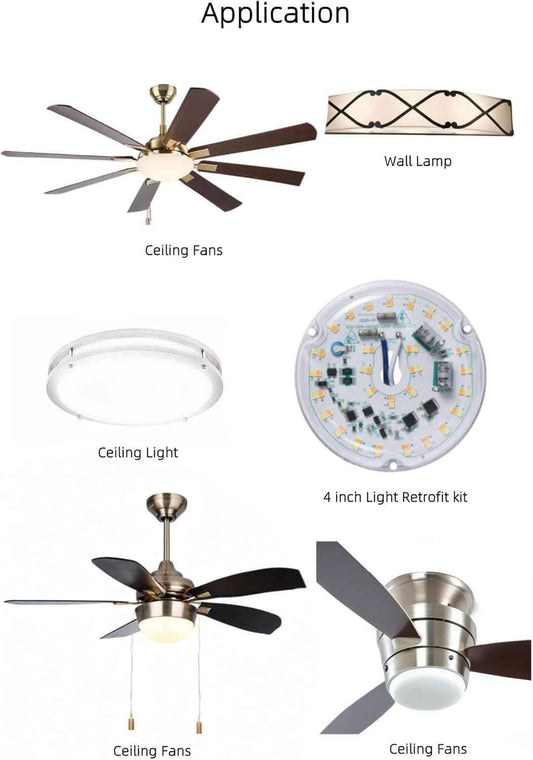 LUMIFLUX LED Retrofit Ceiling Fan Light Kit – Focus Lighting for Conference Room and Study Space, CRI90 18W Dimmable 120V Direct Wire
