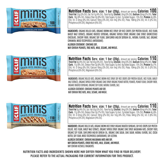 CLIF BAR Minis Variety Pack - Kid Safe Lunchbox Snacks for School, After School and Playdates - 30 Count