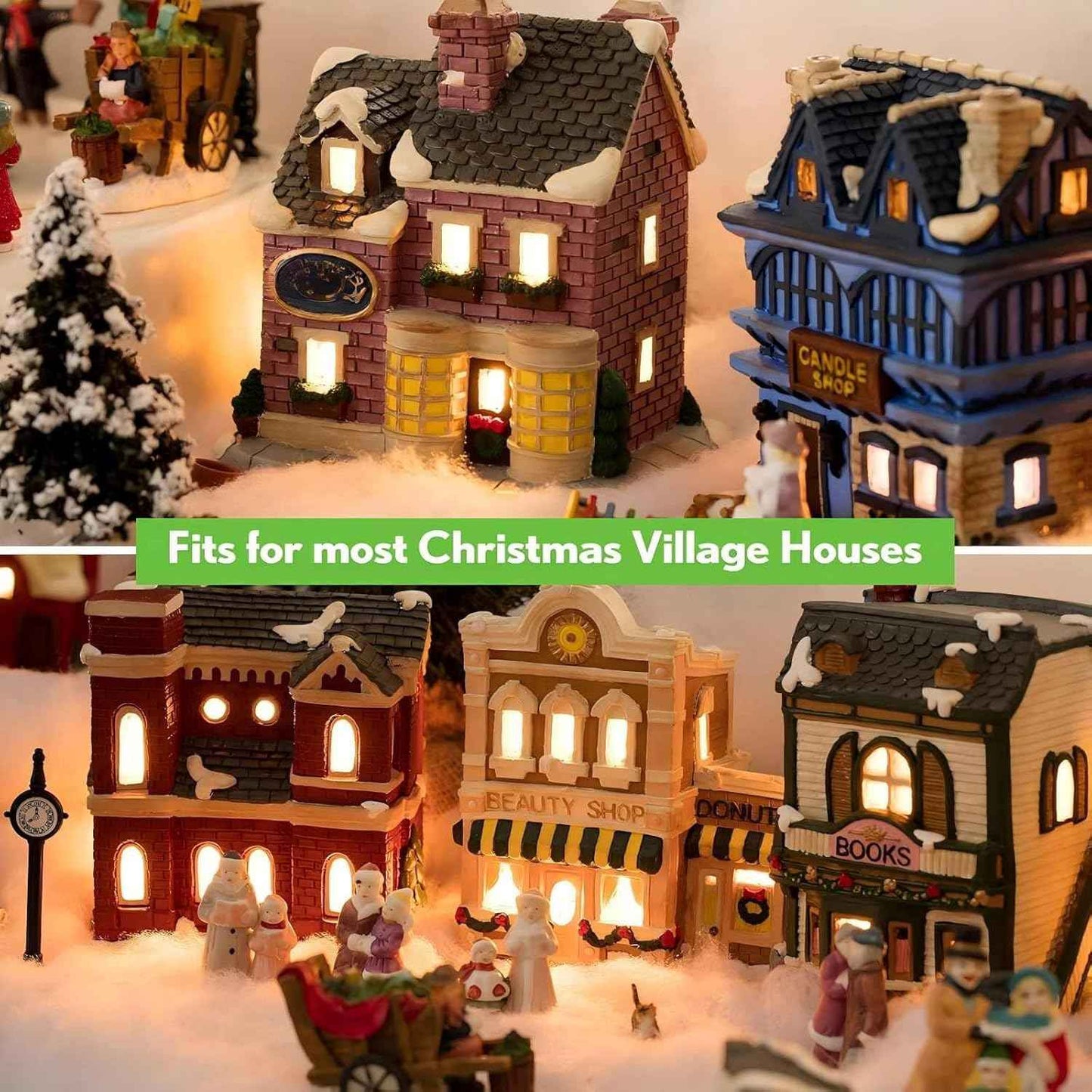 Holiday Studio Cool-Touch Village Light Kit – Family Friendly Nursery and Playroom Christmas Accessory, 4-Pack LED Bulbs with Switch