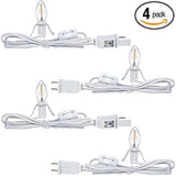4 Pieces Accessory Cord with One LED Light Bulb Lamp Kit, 6Ft Christmas Village Lights Cord with On/Off Switch and Spare Fuse, Blow Mold Light for Christmas Houses Village, Holiday Craft Decorations