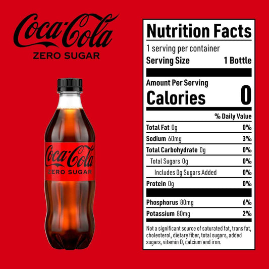 Coca-Cola Coke Zero Sugar Soda 16.9 fl oz 6 Pack – Guilt-Free Cola for Lunch Break and Dinner Pairing