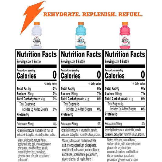 Gatorade G Zero Sports Drink – Daily Sugar-Free Hydration for Wellness Routines, 12 Fl Oz Variety Pack of 18