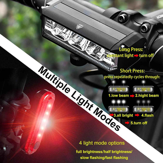 Luminoak Mountain Bike Light – High Beam Off-Road Bicycle Headlight Set for Rugged Trails and Forested Paths