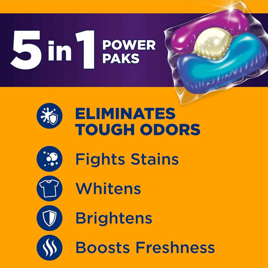 Arm & Hammer Plus OxiClean 5-in-1 Laundry Detergent Power Paks – Mudroom and Kids Bedroom Hamper Solution for Parents, Tough Stain Removal With No Spill Paks