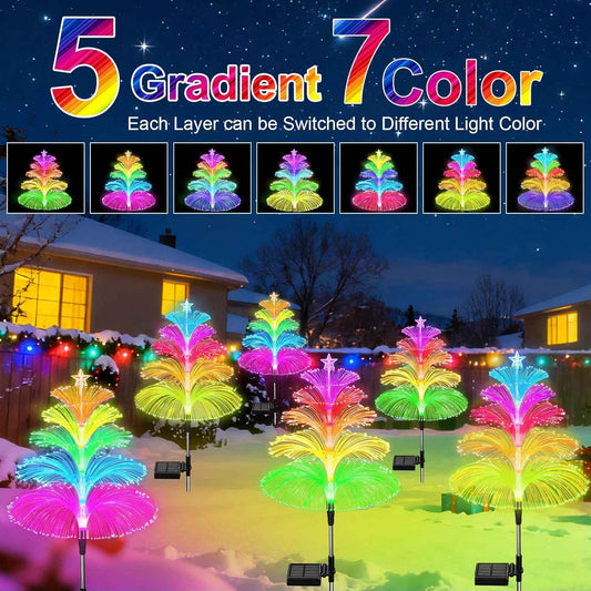 Solar Powered Decorative Trees 3 Pack – Ambient Color Changing Fiber Optic Lights for Home and Indoor Accent Styling
