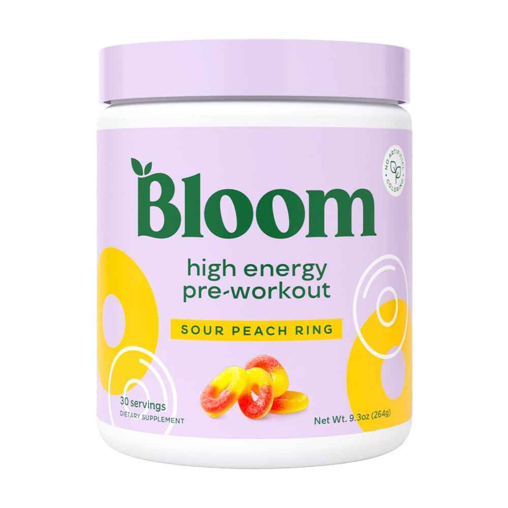 Bloom Nutrition High Energy Pre Workout with Beta Alanine, Ginseng and L Tyrosine for Amino Energy, Natural Caffeine Powder from Green Tea Extract, Keto, Sugar Free Drink Mix