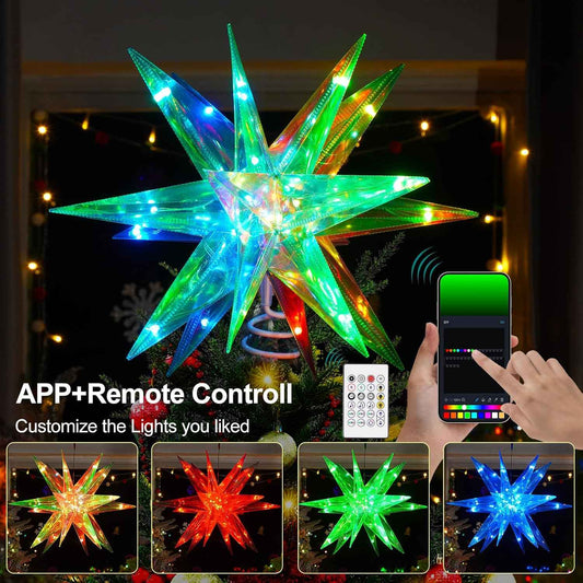 Hanging Christmas Star for Front Porch – Detachable LED Festival Light, App Control Colors
