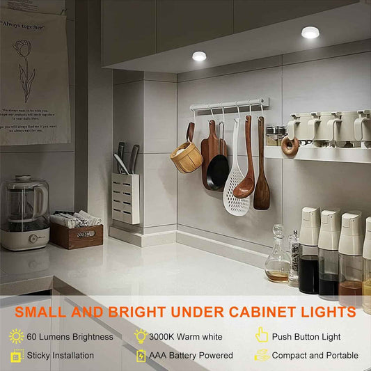 BIGMONAT LED Puck Light – Intentional Warm White Glow for Minimalist Closets and Pantries, Tool-Free Touch Mount