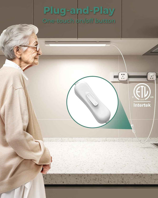 ASOKO ETL Certified Under Cabinet Light – Cool-to-Touch LED Bar Safe for Kitchens, Kids, and Laundry Rooms