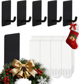 14 Pcs Towel Hooks with Removable Strips for Hanging, Adhesive Wall Heavy Duty, Outdoor No Damage, Sticky Hook for Bathrooms, Shower, Stockings, Decor, Robe, Small, Black 304 Stainless Steel