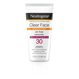 Neutrogena Clear Face Sunscreen for Acne-Prone Skin, Broad Spectrum Facial Sunscreen Lotion, Lightweight, Non Comedogenic, Oil-, Fragrance- & Oxybenzone-Free Water Resistant (80 min), 3 fl. oz
