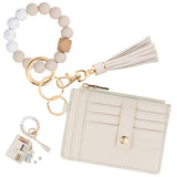 KNGITRYI Wallet Keychain Wristlet for Women,Slim RFID Credit Card Holder Purse Tassel Keychain Bangle Key Ring for Men Women
