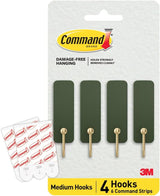 Command Medium Wire Hook, Latte, 4 Hooks, 6 Strips