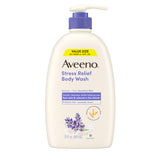 Aveeno Stress Relief Body Wash for Women, Calming Lavender Scent & Prebiotic Oat, Cleanser for Sensitive Dry Skin, Paraben, Dye & Soap-Free
