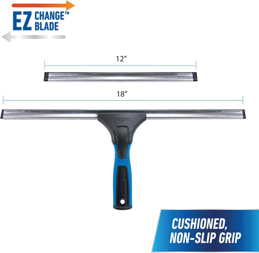 Unger_Professional_Connect_and_Clean_18”_EZ_Change_Window_and_Glass_Cleaning_Squeegee,_Large_and_Small_Windows,_Rubber_Blade_Tool_for_Streak-Free_Results,_Includes_12”_Channel