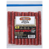 Old Wisconsin Hot & Spicy Sausage Snack Sticks, Naturally Smoked, Ready to Eat, High Protein, Low Carb, Keto, Gluten Free