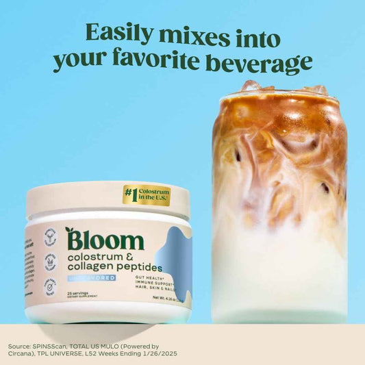 Bloom Nutrition Bovine Colostrum Powder with Vitamin B-12 for Gut Health, Immune Support, Hair Growth & Beauty Supplement