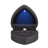 Heart-Shaped Ring Box with LED Light - Velvet Jewelry Case for Wedding, Engagement, Proposal, Birthday & Anniversary