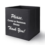 Opret Large Shoe Cover Box Black, Real Estate Agent Supplies, Disposable Shoe Cover Dispenser Box for Open House, Please Cover or Remove Shoes, Foldable Storage Bin for Shoe Bootie