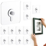 Adhesive Picture Hooks, 20 Ibs Load Heavy Duty Self Adhesive Wall Hooks for Hanging, Waterproof Picture Hangers Without Nails for Bathroom Kitchen, Transparent Sticky Hooks for Frames