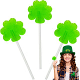 St. Patrick's Day 25 Green Shamrock Lollipops, Clover Candy Suckers, Party Favor, Individually Wrapped Green Apple Flavor