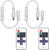 2 Pack LED Light Strip Remote Control Mini RF Wireless LED Controller Single Color 3528 5050 LED Strip Lights Dimmer Switch Control Brightness Flashing Mode DC 12V 24V LED Bar Ribbon Shelf Lights