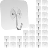 Large Hooks for Hanging Heavy-Duty 44Ib(Max), Wall Hangers without Nails Self-Adhesive Traceless Clear and Removable, Waterproof and Rustproof Multiple Uses for Bathroom Kitchen Home