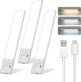 FBY Under Cabinet Lighting,1800mAh USB Rechargeable Closet Light, 8-Inch LED Motion Sensor Indoor, 3-Level Adjustable Brightness and 3 Color Temperature Options (3Pack)