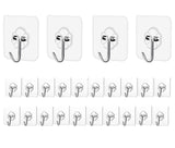 Adhesive Hooks Kitchen Wall Hooks - 24 Packs Heavy Duty 24lb(Max) Nail Free Transparent,Waterproof,Sticky Stainless Hangers for Keys,Bathroom, Shower, Outdoor, Kitchen,Door,Home Improvement,Utility