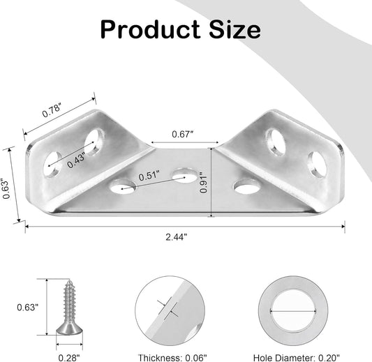 PlusRoc_12-Pack_Universal_Stainless_Steel_Furniture_Corner_Connectors_with_Screws_-_Heavy_Duty_Triangular_Support_Brackets_for_Wood_Furniture,_Drawers,_Cabinets,_Tables,_and_Chairs