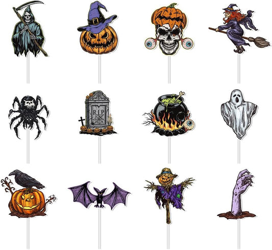 36_PCS_Halloween_Cupcake_Toppers_Vintage_Halloween_Decorations,_Cupcake_Decorations_Party_Decoration,_Cake_Picks_Theme_Cake_Party_Supplies_Decor